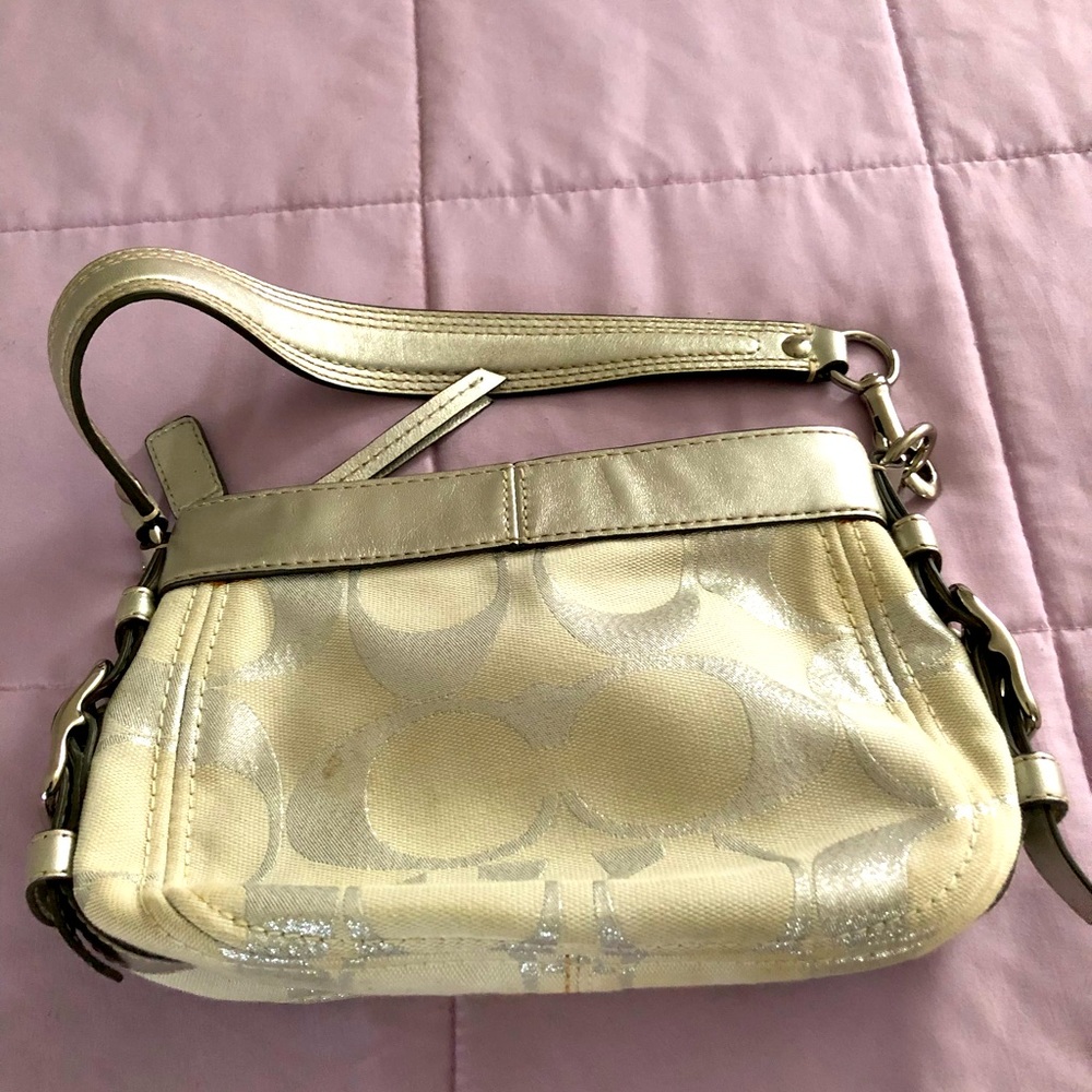 Vintage White & Silver Coach Bag